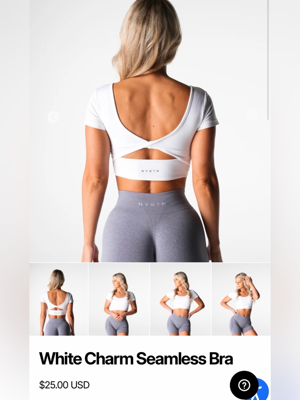 NVGTN White Charm Seamless Crop Top S